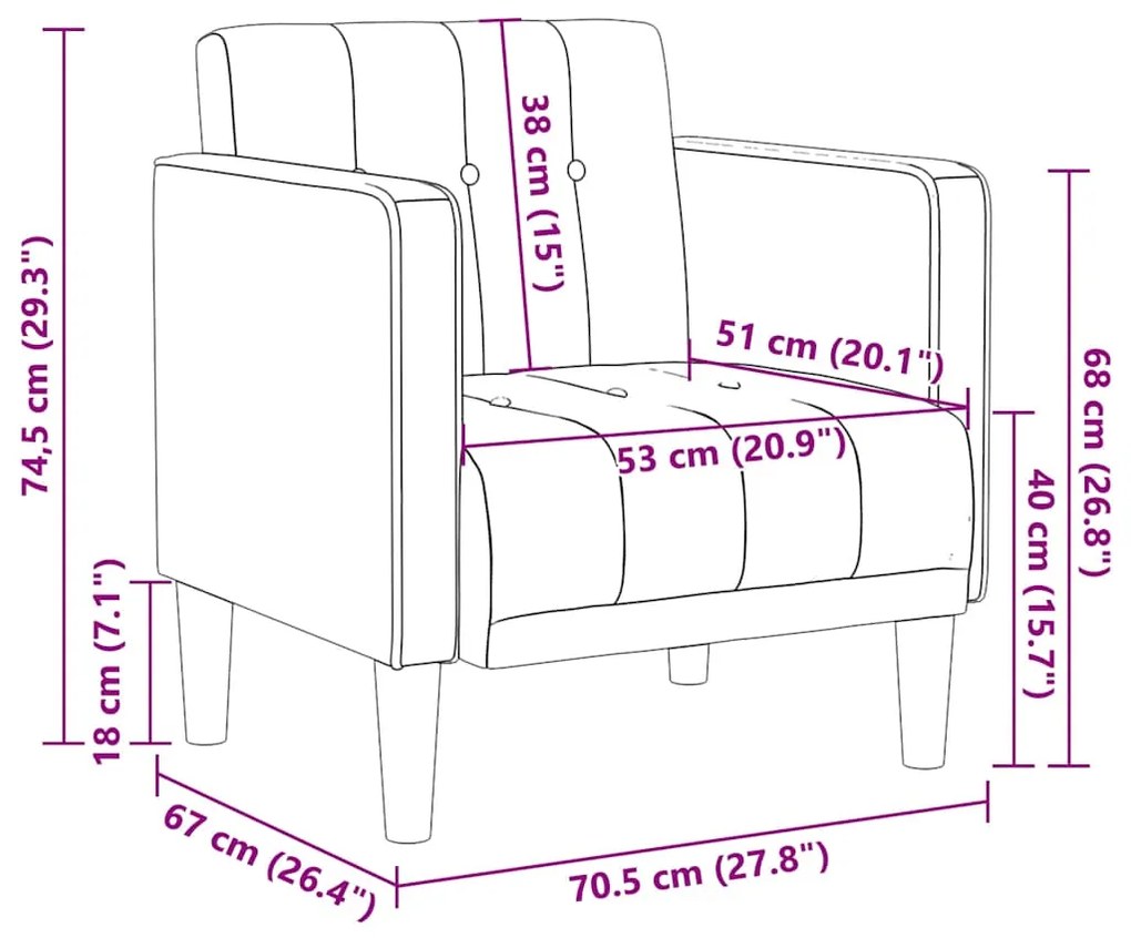 Poltrona com apoio de braços 53 cm veludo cinzento-escuro