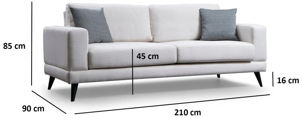 Sofá-Cama 3 Lugares Nordic – Bege – 210x90x85 cm