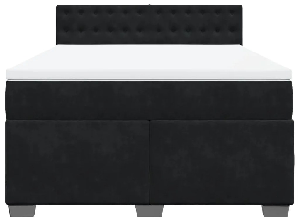 Cama com molas/colchão 160x200 cm veludo preto