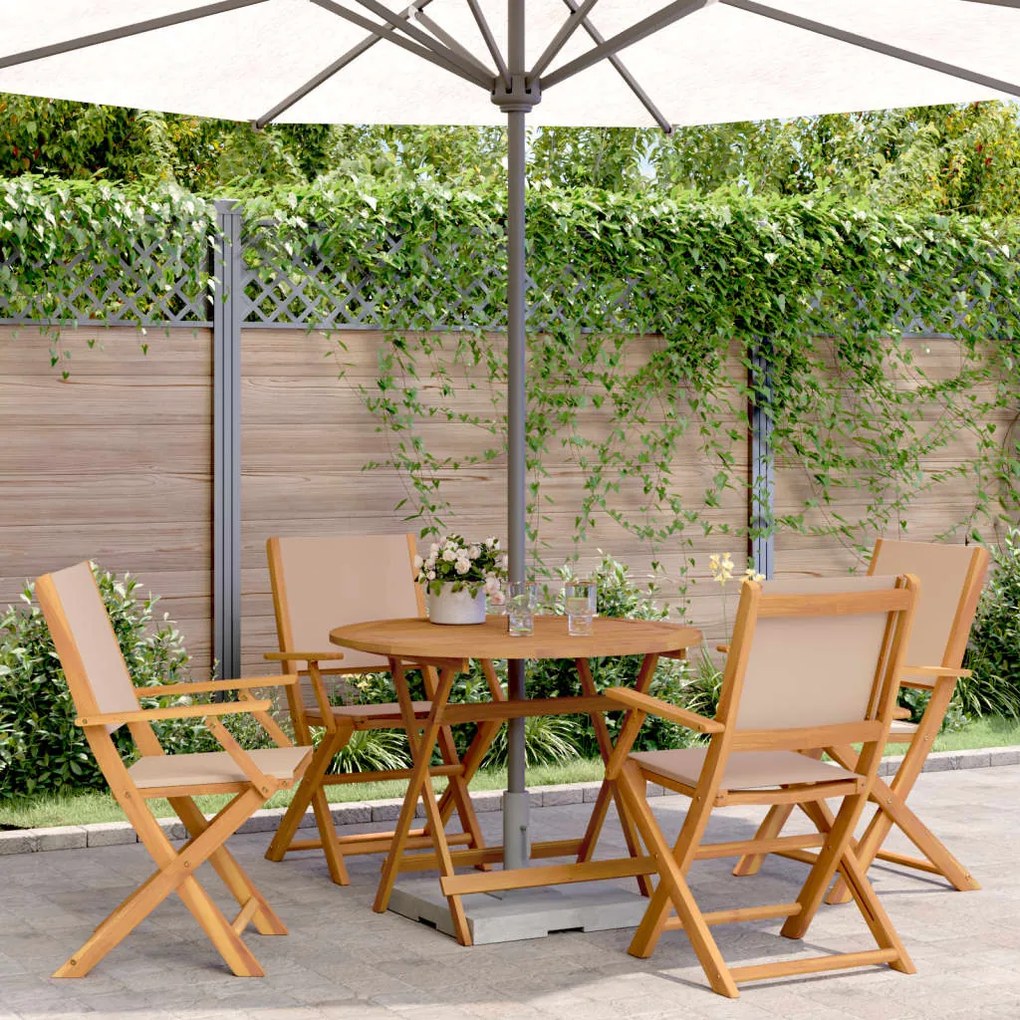 5 pcs conjunto jantar jardim tecido/madeira cinza-acastanhado