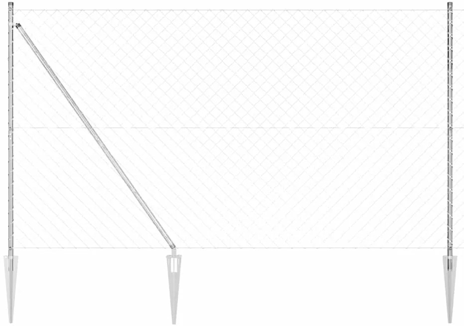 vidaXL Conjunto de Postes de Cerca Prateado Preto 10x1.5m