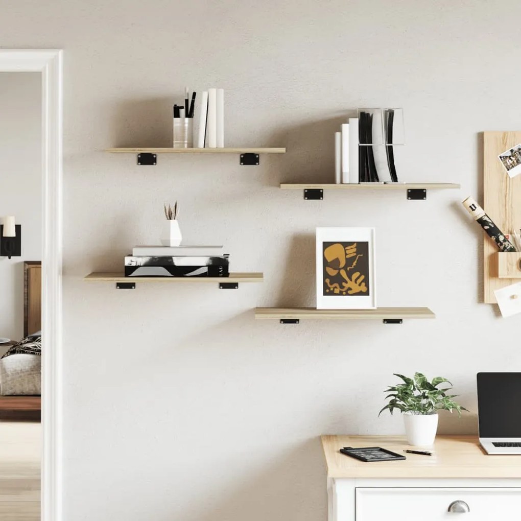 Prateleiras estante 4pcs 60x30x1,5cm contraplacado cor carvalho