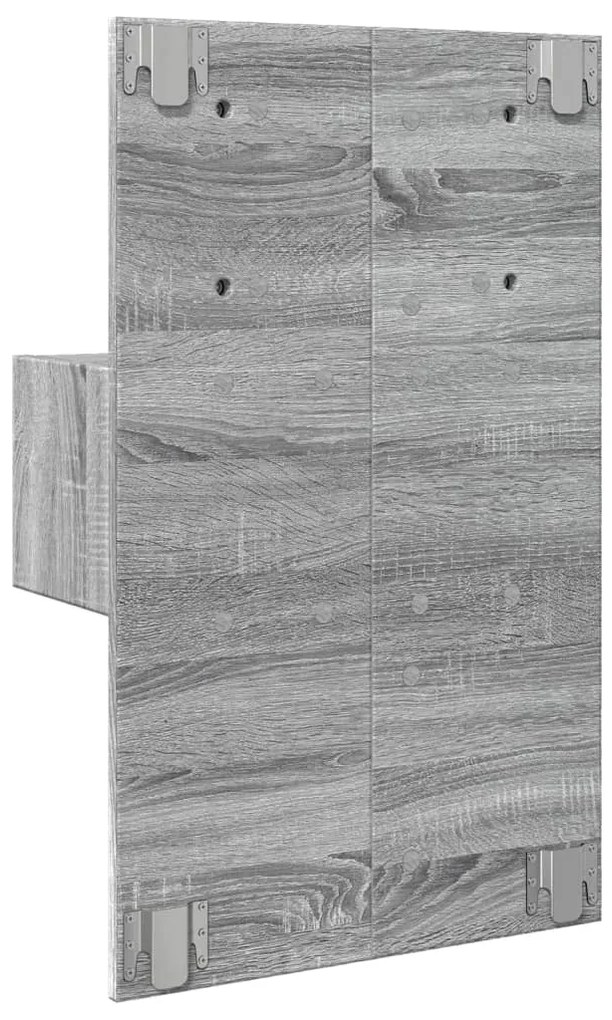 Mesa de cabeceira de parede com luzes LED cinzento sonoma