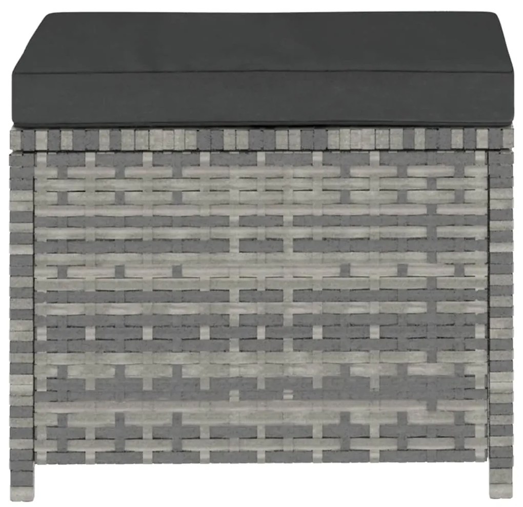 5 pcs conjunto lounge de jardim c/ almofadões vime PE cinzento
