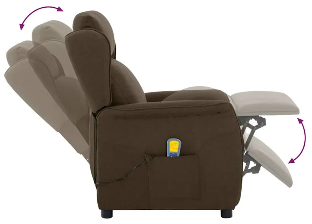 Cadeira Recliner de Massagem em Tecido Castanho