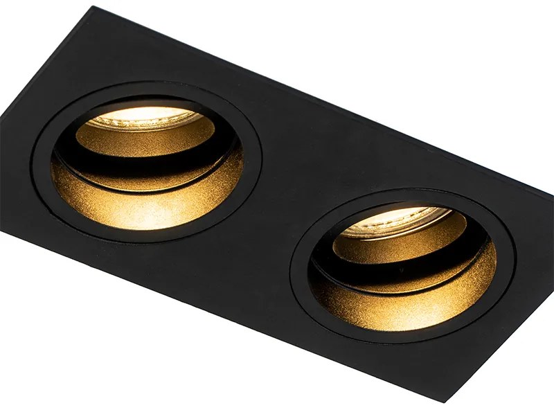 Foco embutido inteligente preto retangular ajustável Incl. 2 WiFi GU10 - Chuck