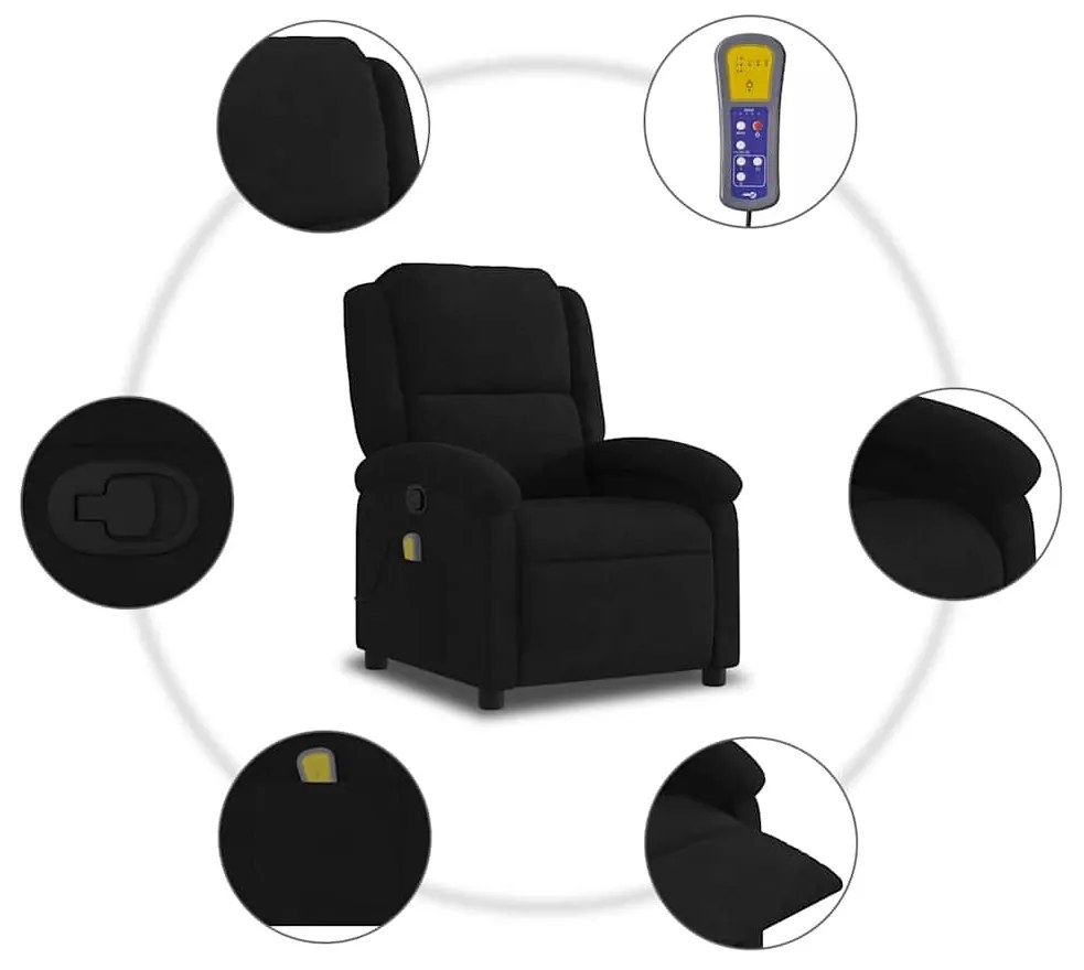 Poltrona de massagens reclinável veludo preto