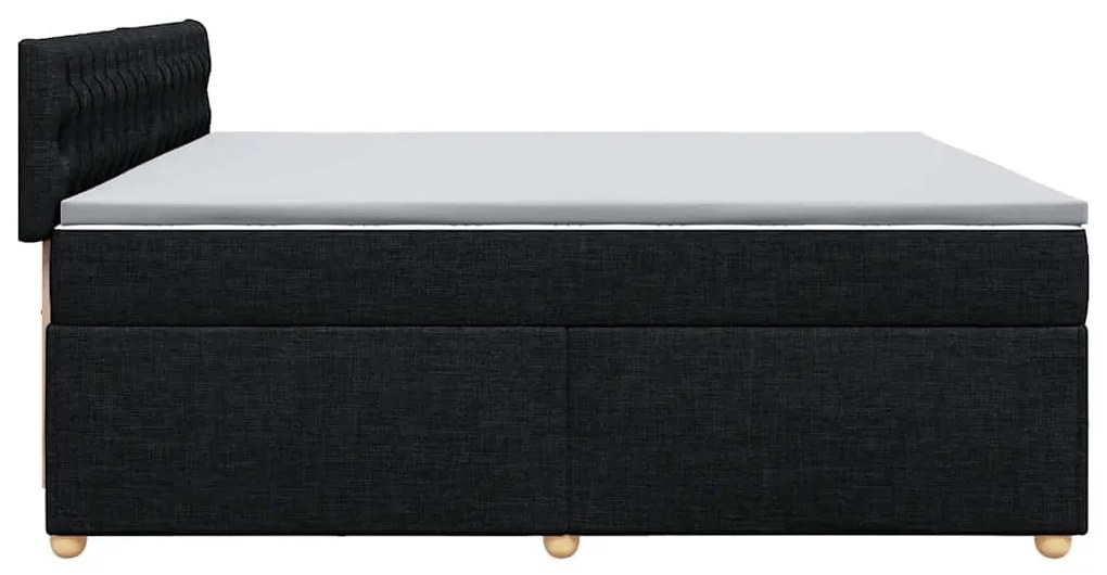 Cama com molas/colchão 200x200 cm tecido preto