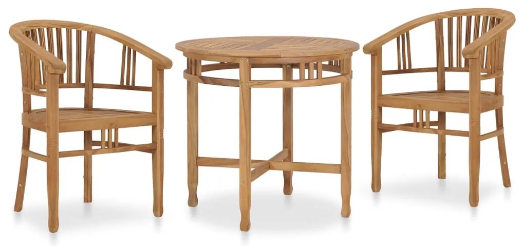 vidaXL 3 pcs conjunto de jantar p/ jardim madeira de teca maciça
