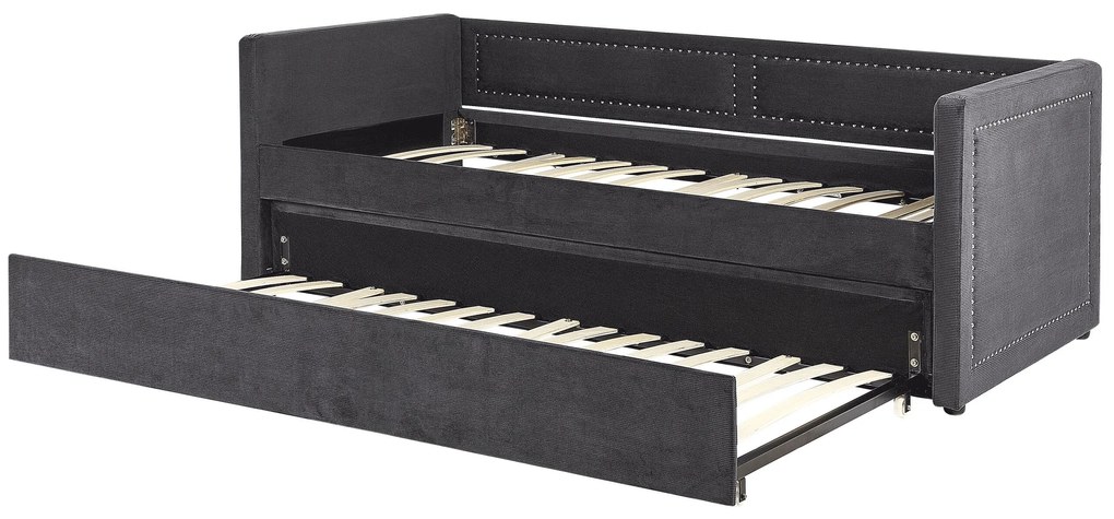 Cama dupla em bombazine cinzento escuro 90 x 200 cm MIMIZAN Beliani