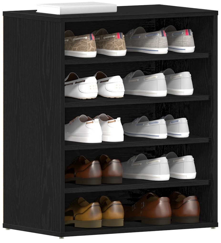 Armário para Sapatos vidaXL Preto Carvalho 60x35x70 cm em Madeira Deri