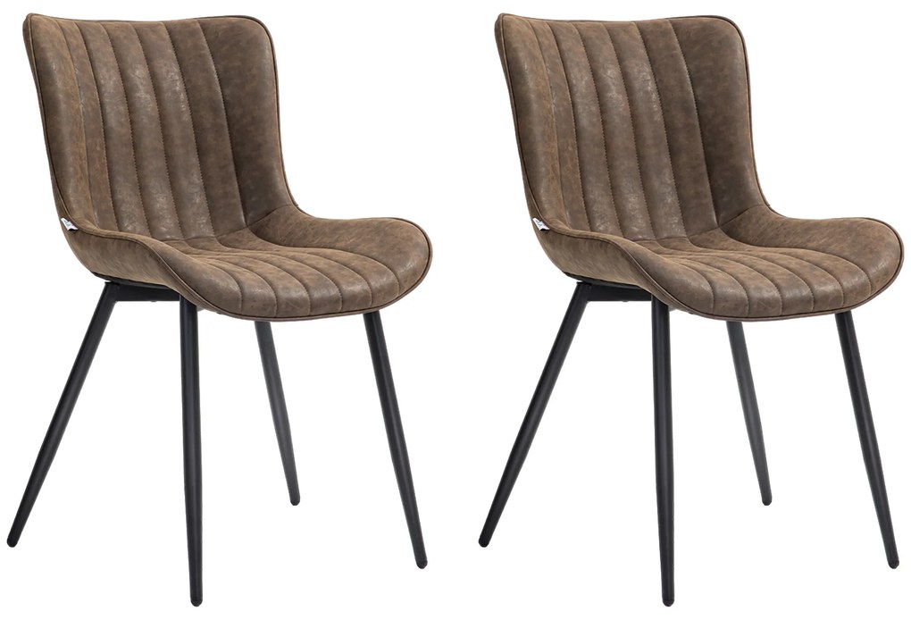 HOMCOM Conjunto de 2 Cadeiras de Sala de Jantar estilo Moderno e Estofado para Sala de Estar Sala de Jantar Quarto Marrom | Aosom Portugal