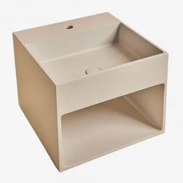 Lavatório Quadrado Com Armazenamento Em Cimento Olympus Beige Creme - Sklum