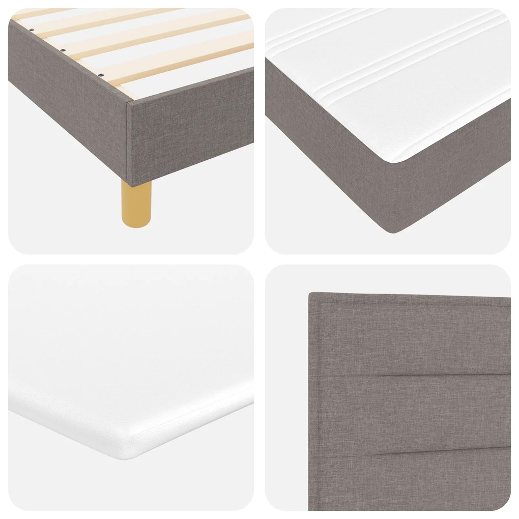 Cama Box Spring com Colchão Taupe 120x200 cm Tecido
