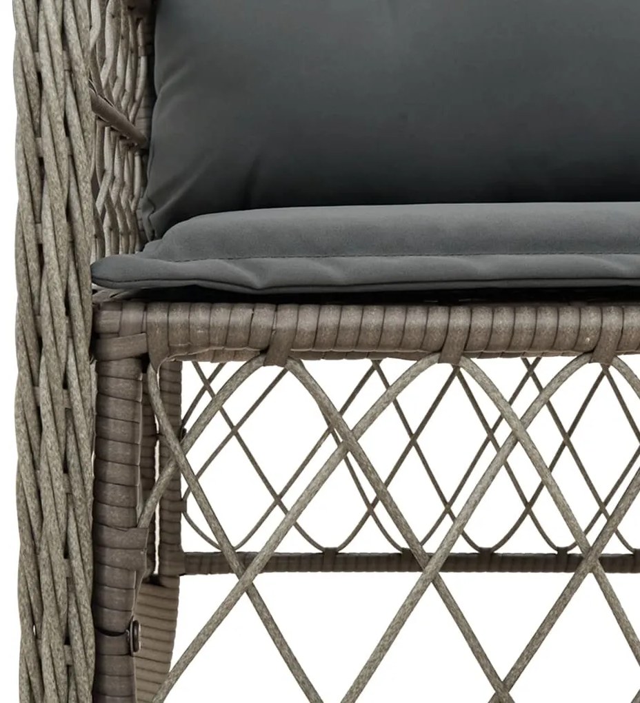 3 pcs conjunto bistrô com almofadões vime PE cinza