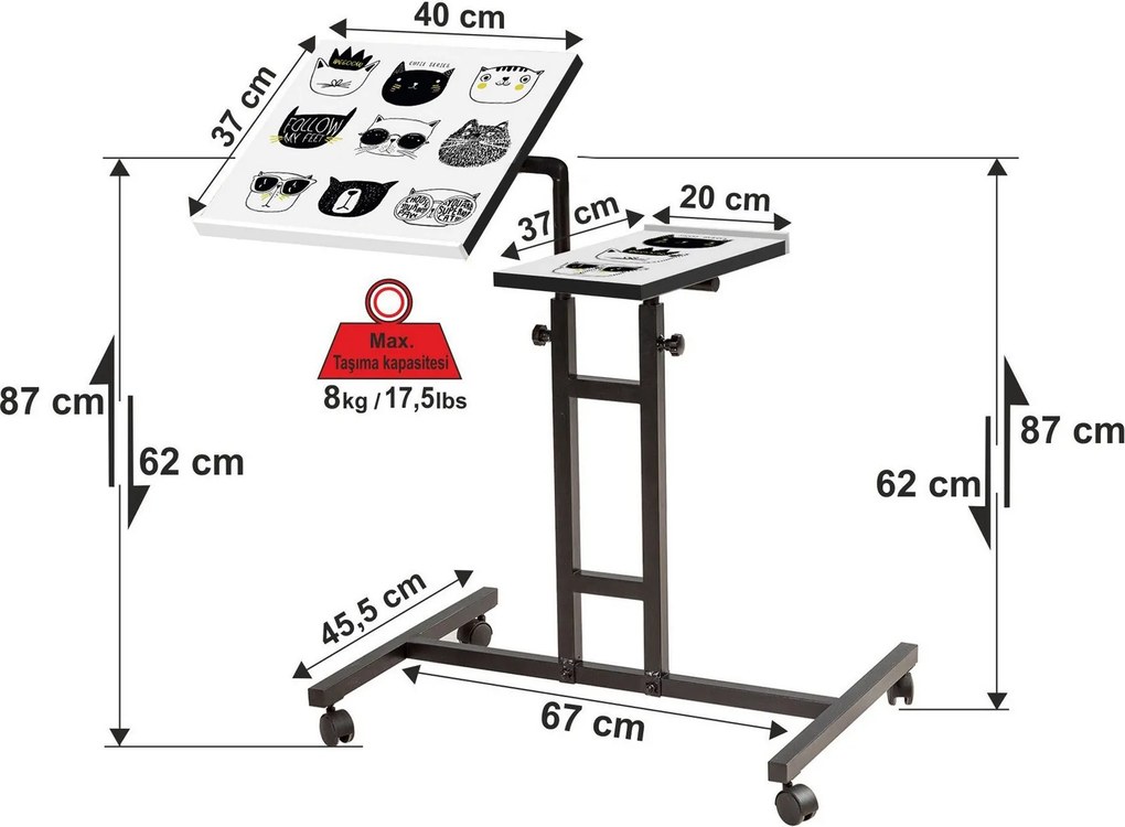 Secretária Ajustável Laptop Glen – Branco – 67 x 87 x 45,5 cm