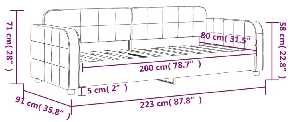 Sofá-cama 80x200 cm veludo rosa