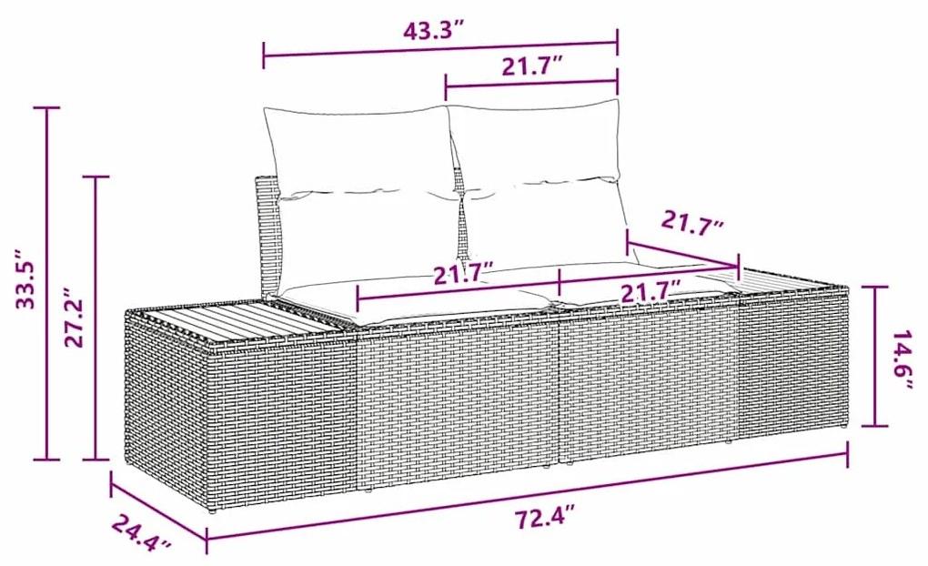Conjunto de Sofá de Jardim de 9 Peças com Almofadas, Vime Preto e Acác