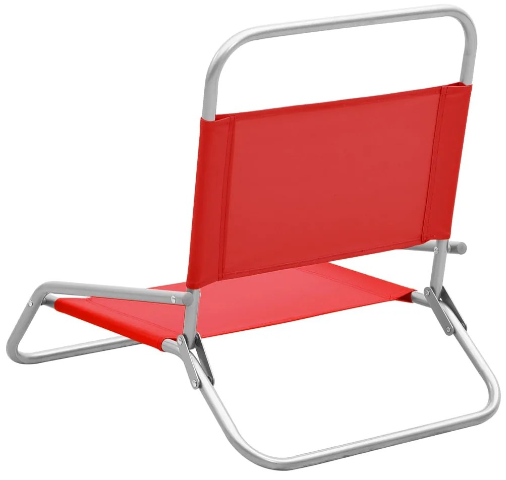 Cadeiras de praia dobráveis 2 pcs tecido vermelho