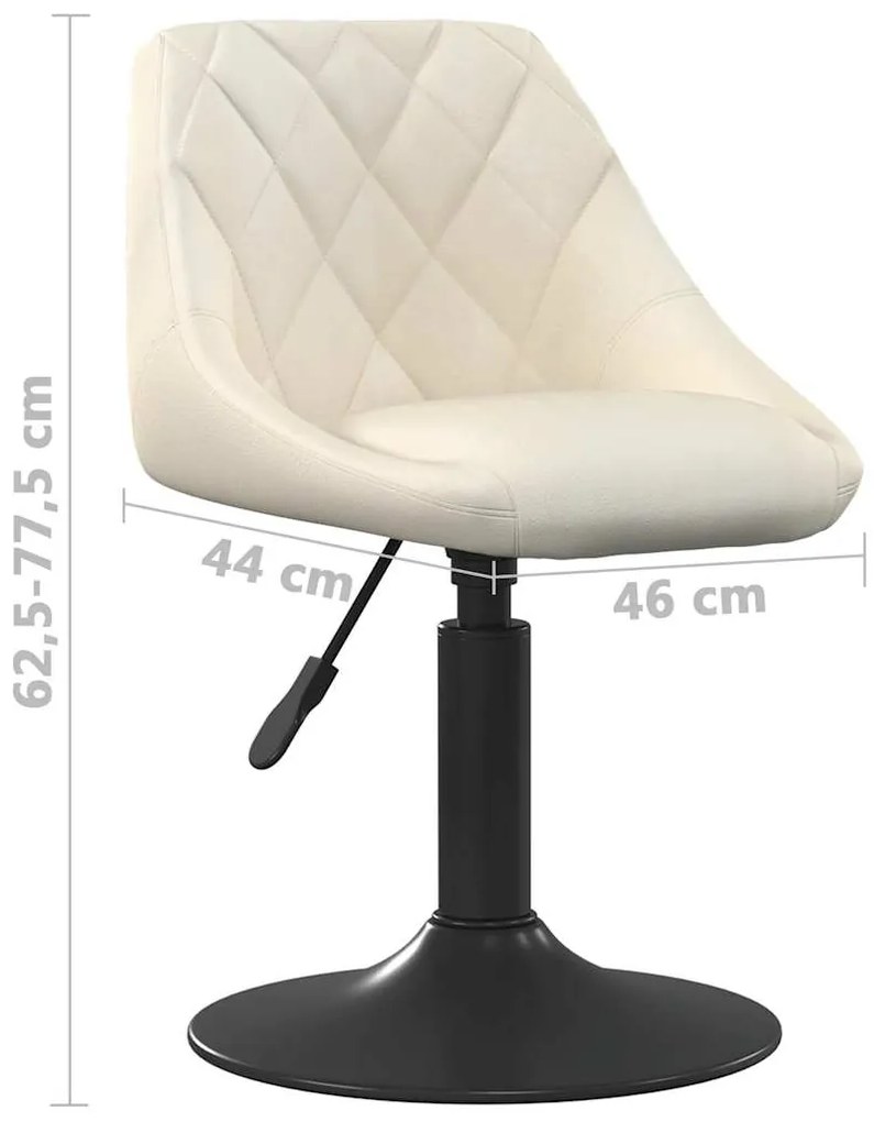 Cadeiras de jantar giratórias 2 pcs veludo cor creme