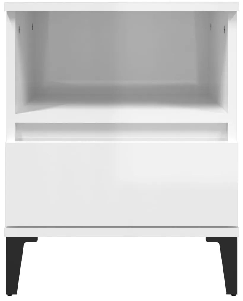 Mesa de cabeceira 40x35x50 cm branco brilhante