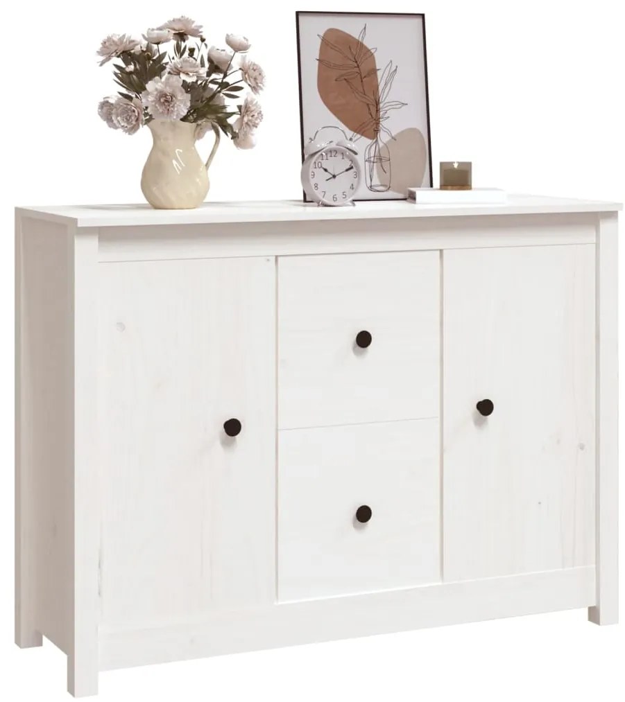 Aparador 100x35x74 cm madeira de pinho maciça branco