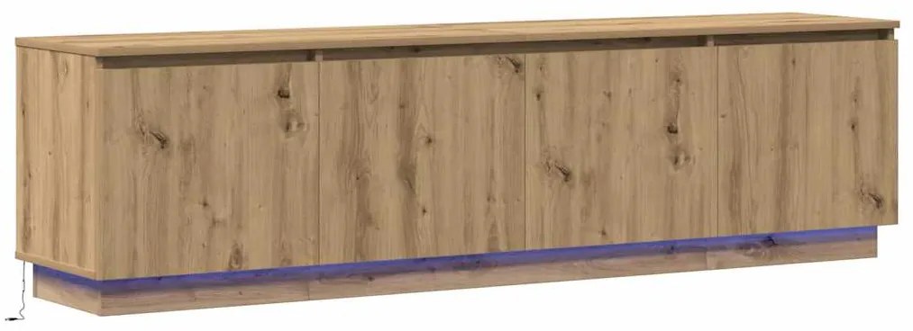 Gabinete de TV com LED Carvalho Artesanal 180x38x49 cm Madeira de Enge