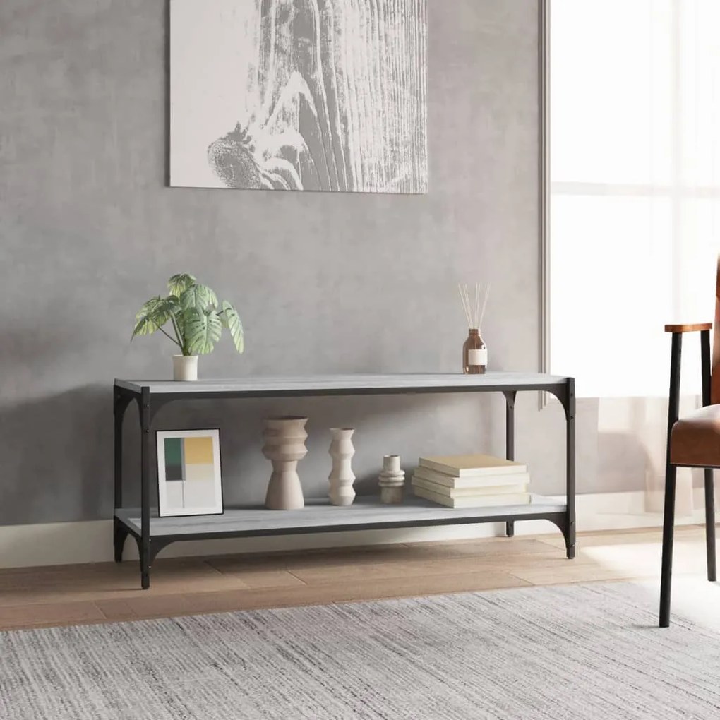 Móvel de TV 100x33x41 cm derivados madeira/aço cinzento sonoma