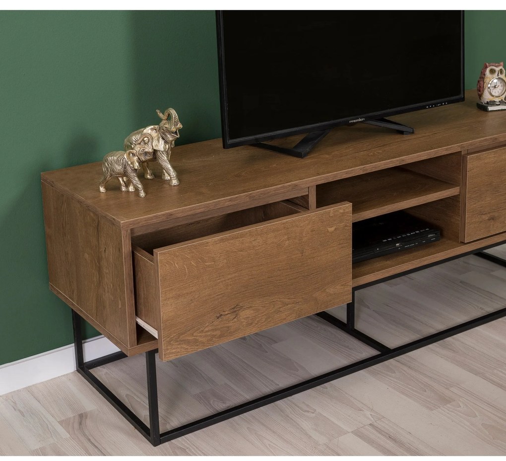Conjunto de Mobiliário de Sala de Estar Laxus – Nogueira/Preto – 90x39