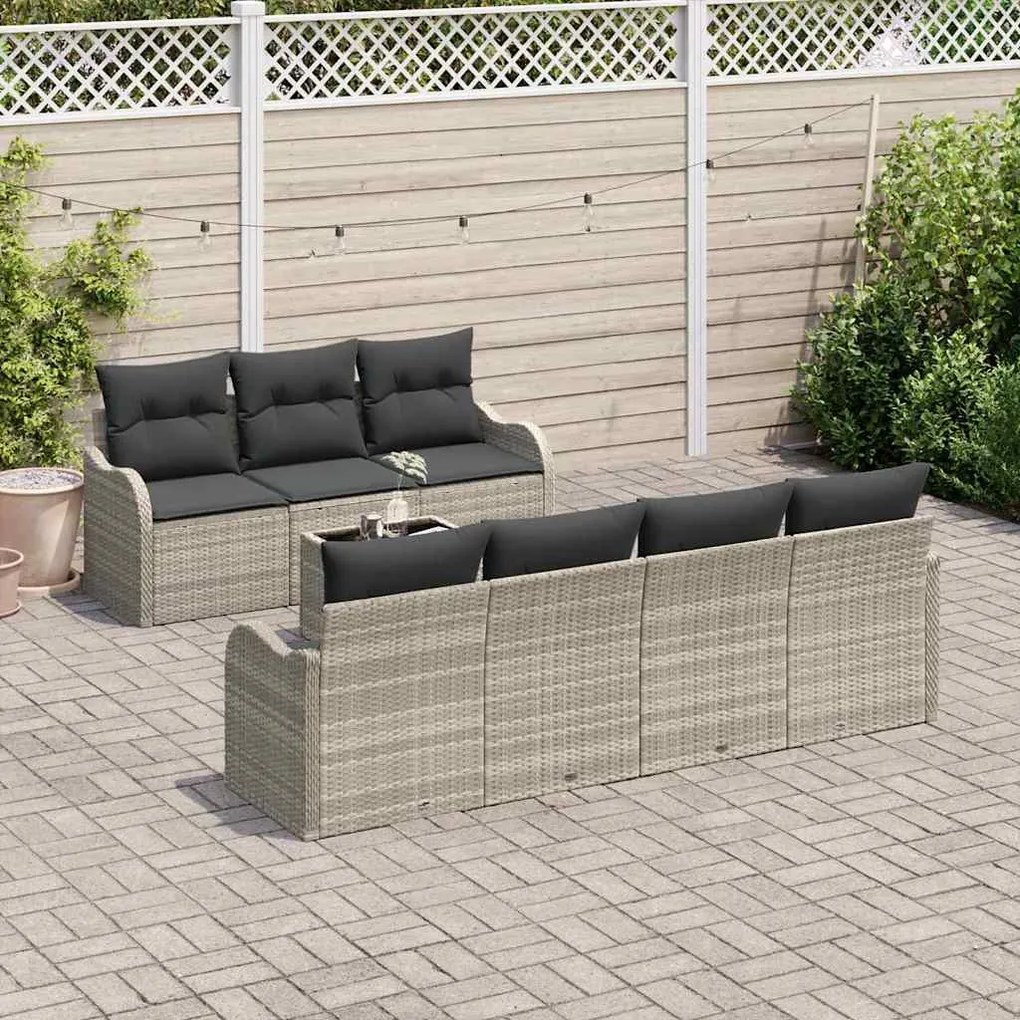 Conjunto de Sofá de Jardim de 8 Peças com Almofadas Cinzento-claro Rat