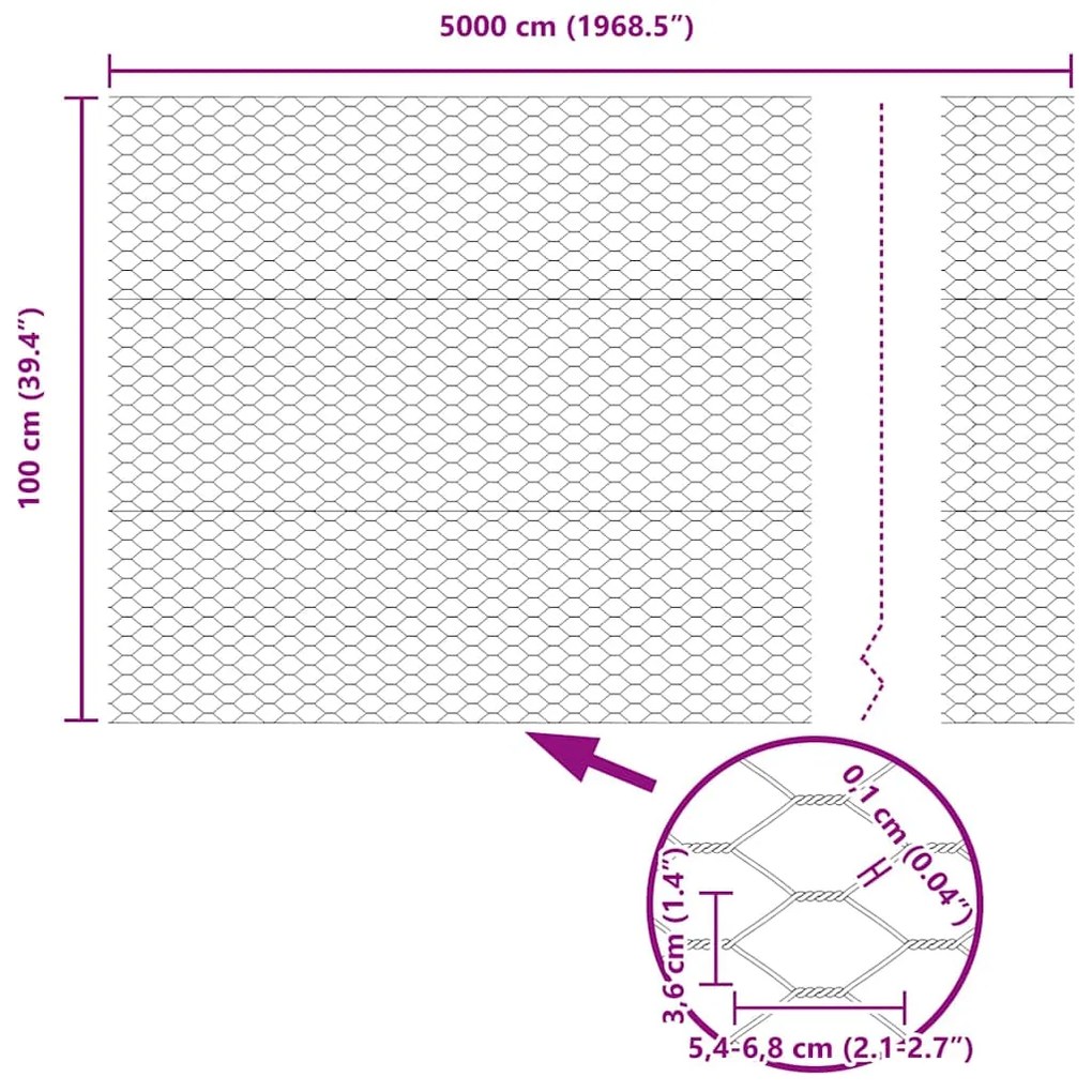 Cerca Hexagonal Cinza Verde 1 x 50 m Aço