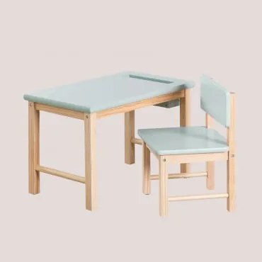 Conjunto De Mesa E Cadeira Em Madeira Dakota Kids Tropa - Sklum