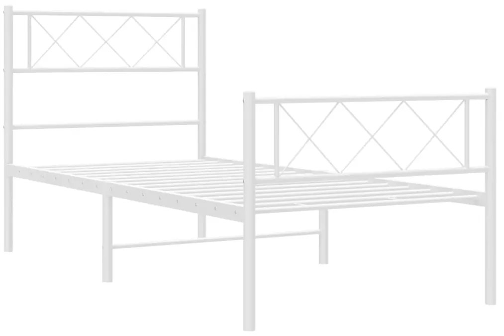 Estrutura de cama com cabeceira e pés 90x190 cm metal branco