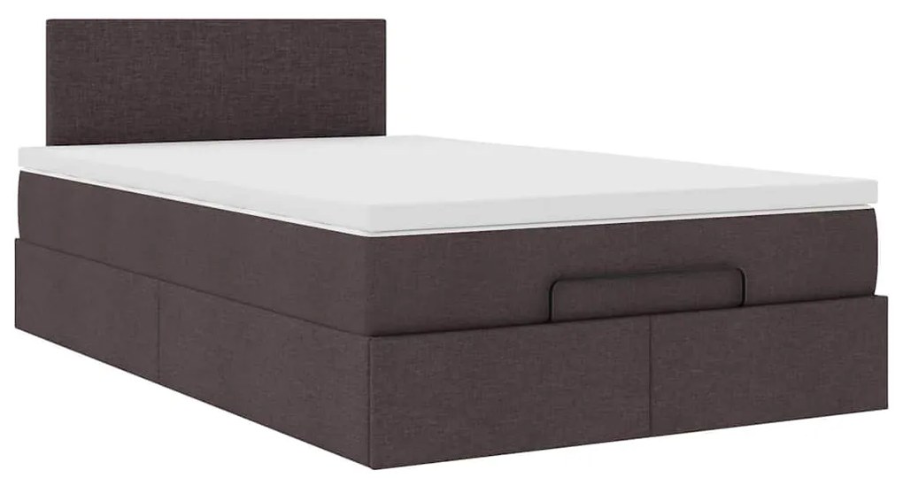 Cama otomana com colchão 120x200 cm tecido castanho escuro