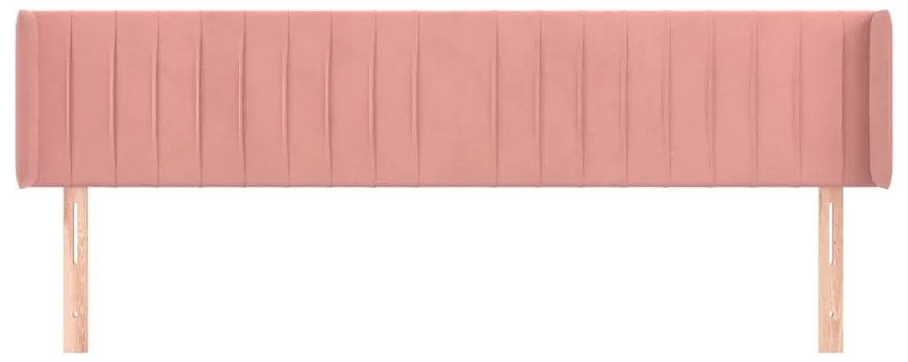 Cabeceira de cama c/ abas veludo 163x16x78/88 cm rosa