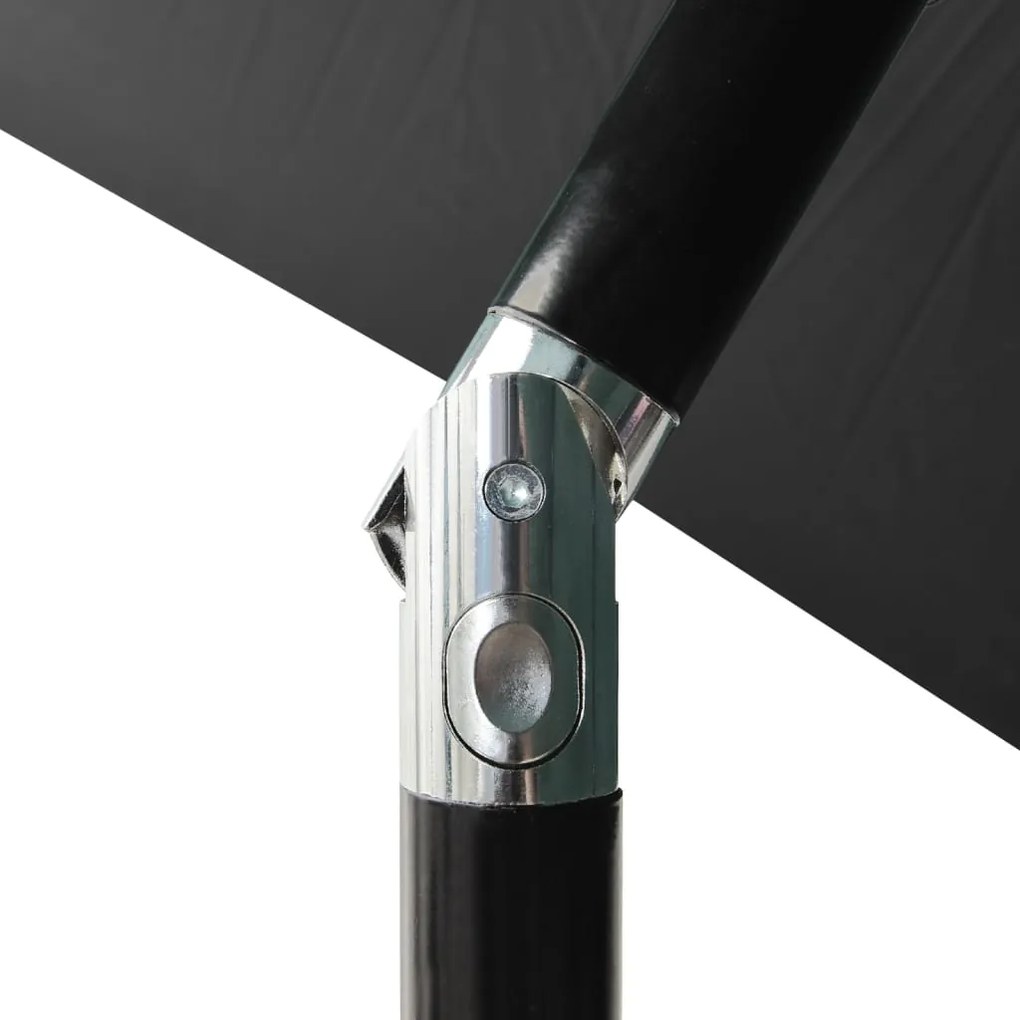 Guarda-sol de jardim c/ luzes LED/poste de aço 2x3 m antracite
