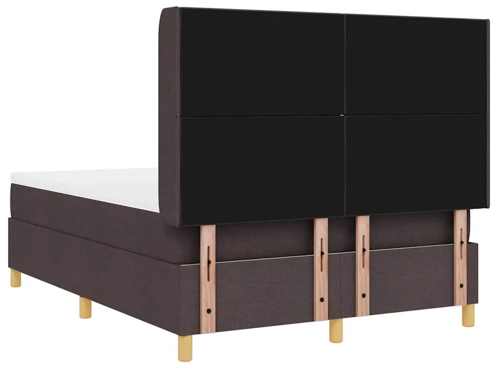 Cama Box com Colchão &amp; LED Castanho Escuro 140x200 cm Tecido