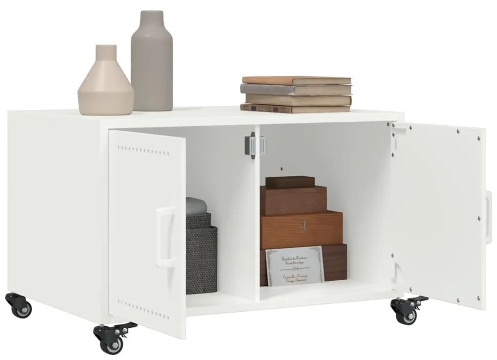 Mesa de centro 68x50x43,5 cm aço branco