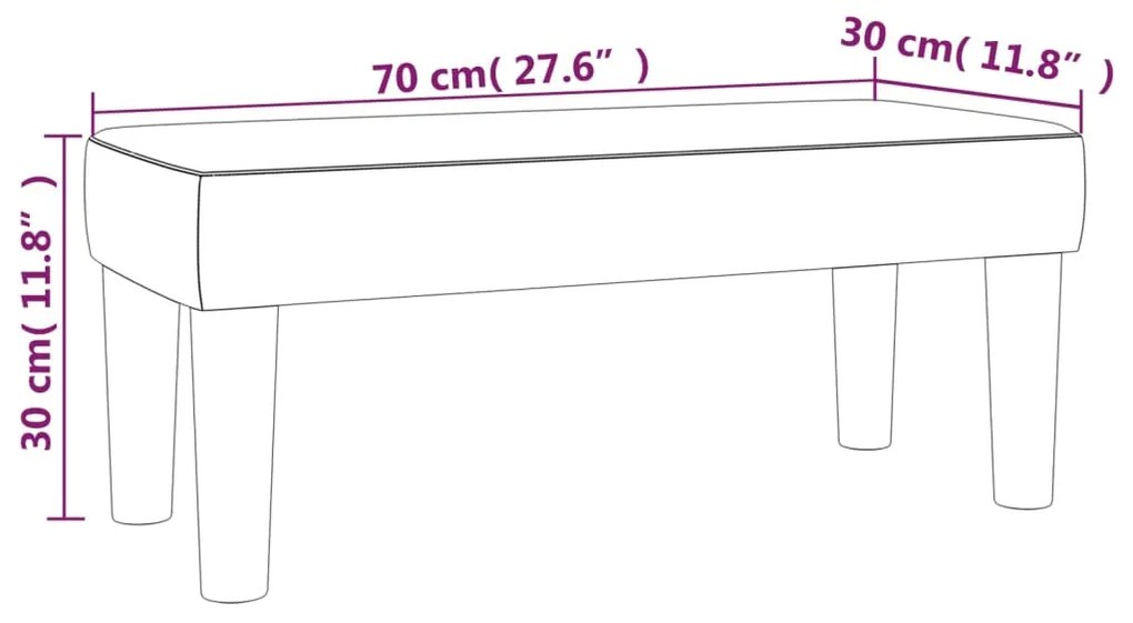 Banco 70x30x30 cm veludo cinzento-escuro