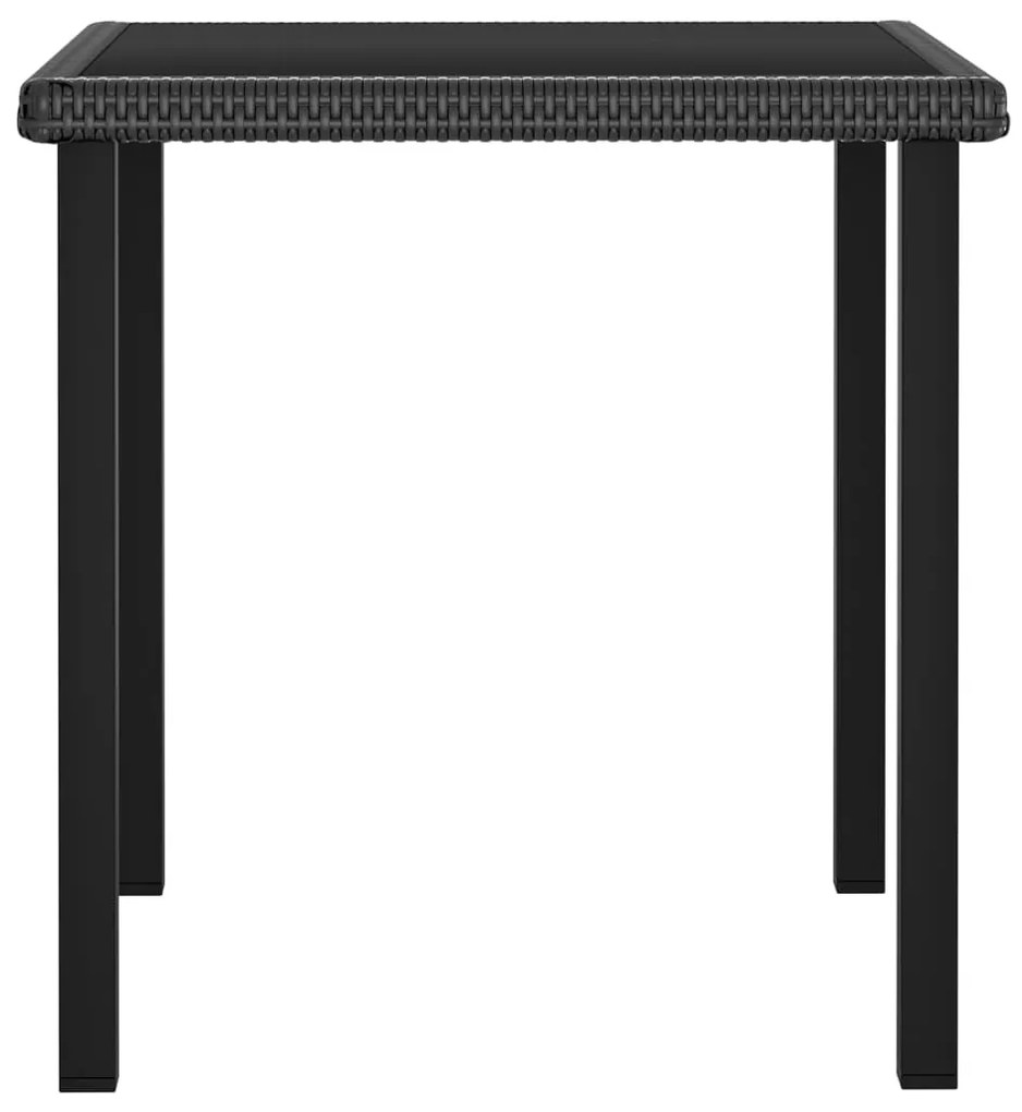 3 pcs conjunto de jantar para jardim vime PE preto