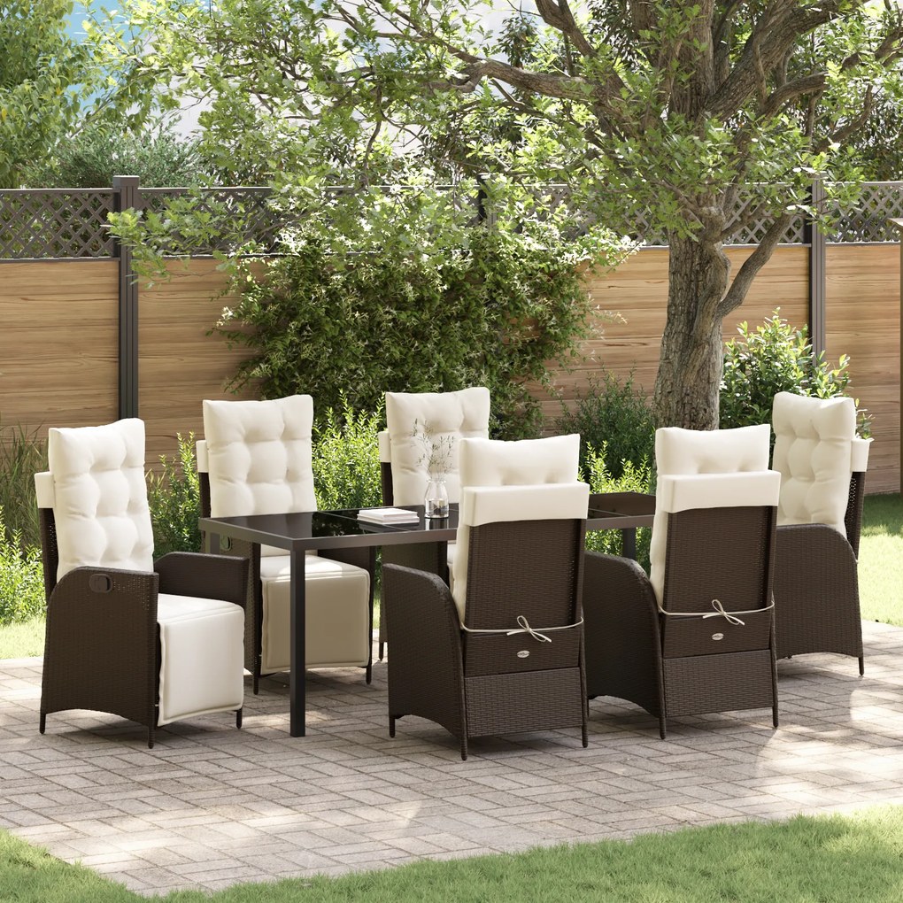 vidaXL Conjunto de Jantar de Jardim de 7 Peças Castanho em Rattan PE