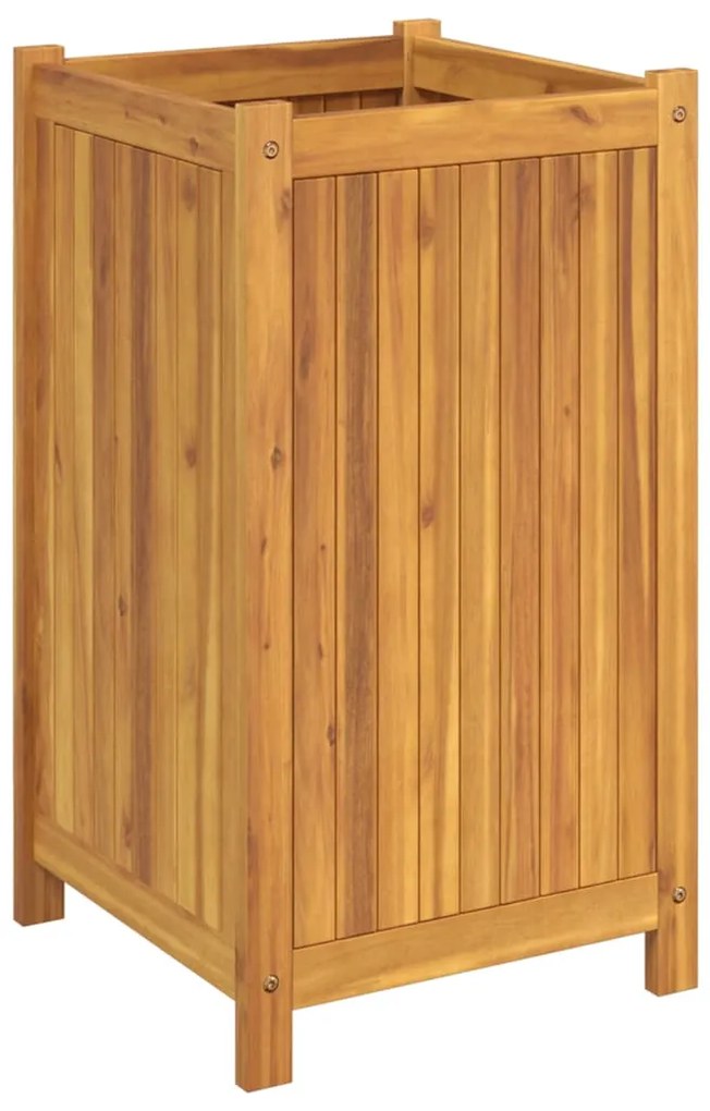 Vaso/floreira de jardim com forro 42x42x75 cm acácia maciça