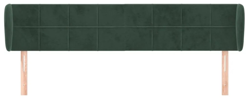 Cabeceira de cama c/ abas veludo 163x23x78/88cm verde-escuro