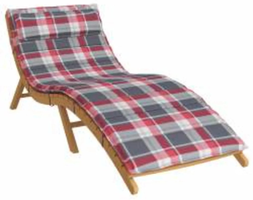 vidaXL Almofada para Espreguiçadeira Solar Xadrez Vermelho e cinzento