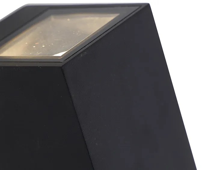 Candeeiro de parede moderno preto 2 luzes GU10 AR70 IP54 - Baleno Moderno