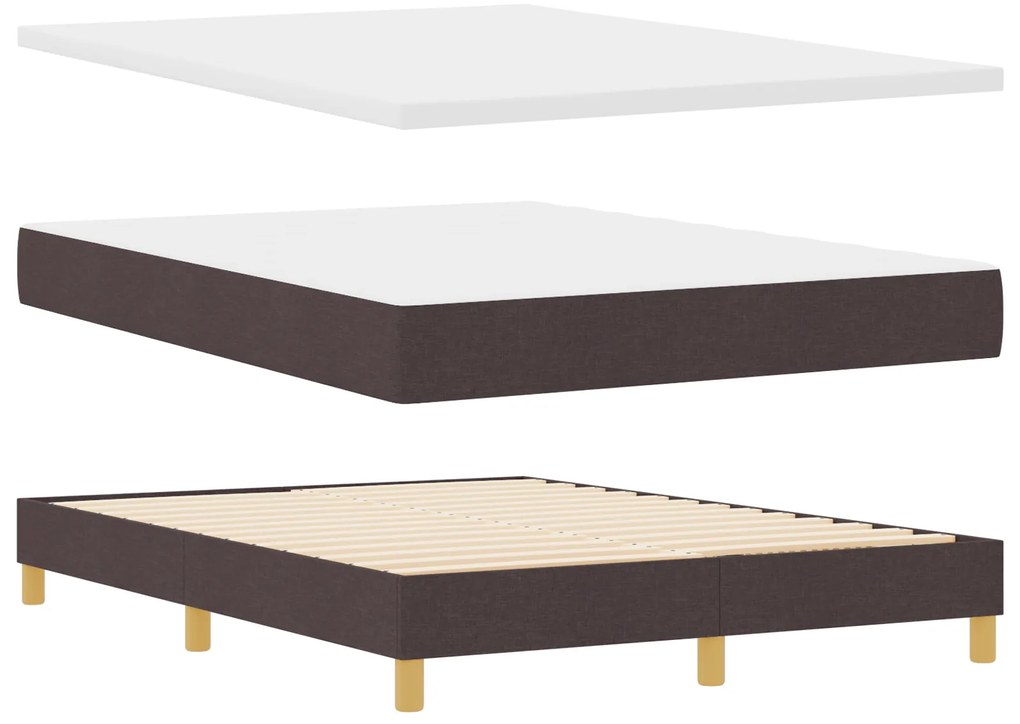 Cama Box Spring com Colchão Castanho 140x200 cm Tecido