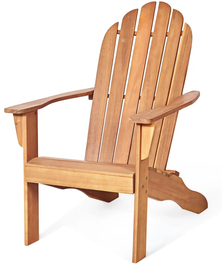 Cadeira de jardim de madeira de acácia Adirondack ergonómica para varanda e piscina 69 x 88 x 103 cm Natural