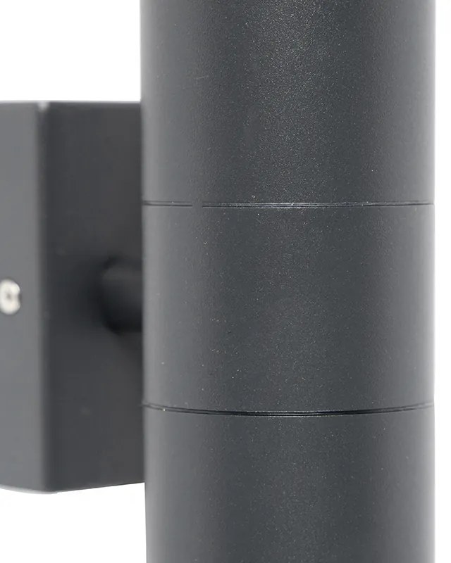 Candeeiro de parede exterior cinzento escuro 2 luzes IP44 - Duo