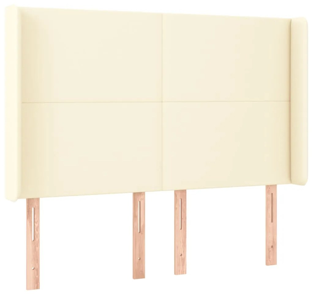 Cabeceira cama c/ LED 147x16x118/128 cm couro artificial crème