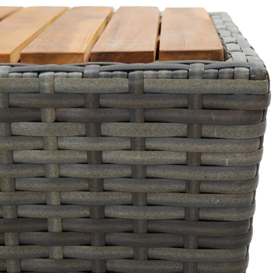 3 pcs conj. bistrô jardim vime PE e madeira de acácia cinzento
